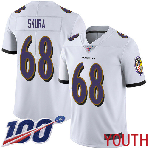 Baltimore Ravens Limited White Youth Matt Skura Road Jersey NFL Football #68 100th Season Vapor Untouchable